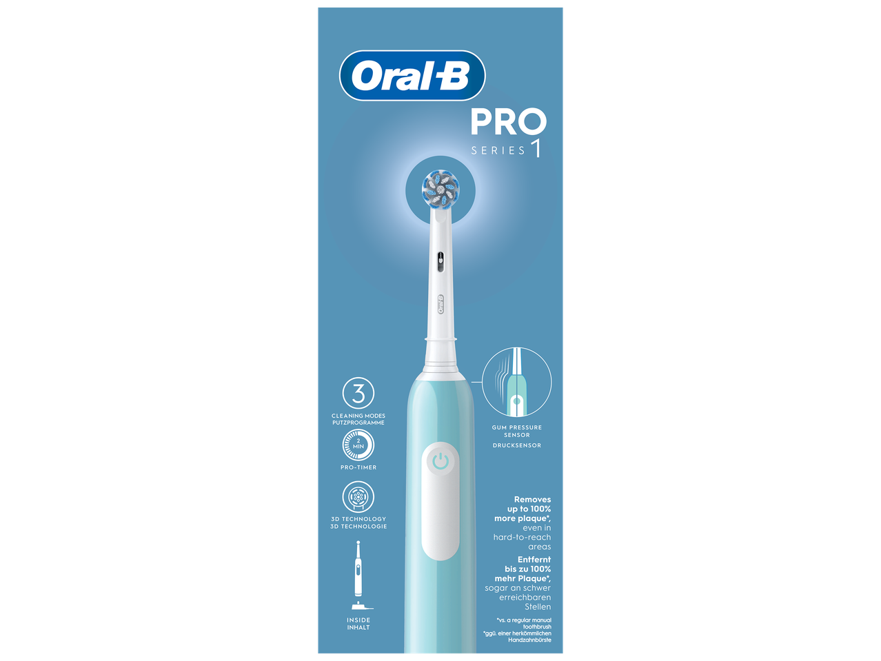 Brosse à dents électrique avec minuterie, capteur de pression et 3 modes de nettoyage.