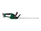 Cordless hedge trimmer with a long blade and a battery pack