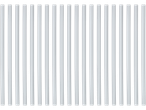 Twenty white cylindrical objects stand in a row against a black background.