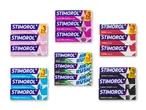 Stimorol tyggegummi i forskellige farver og smagsvarianter.