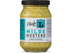 Potje De Smaak van Limburg Milde Mosterd met een zwarte deksel.