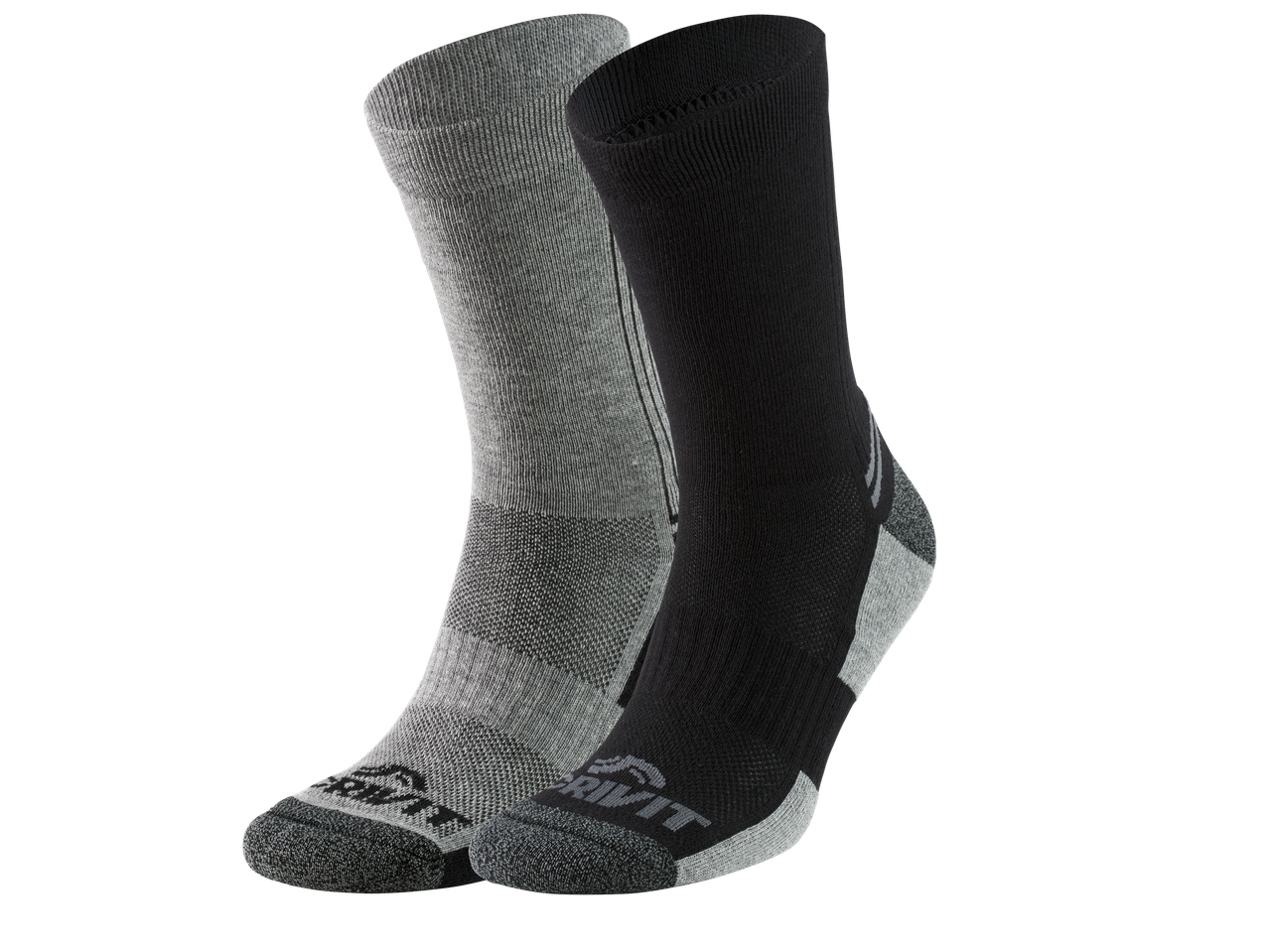 CRIVIT: 2 paari funktsionaalseid sokke, hallid ja mustad.