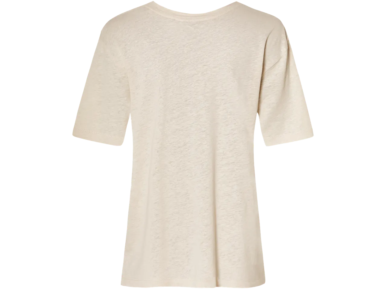 Camiseta bege de linho para mulher.