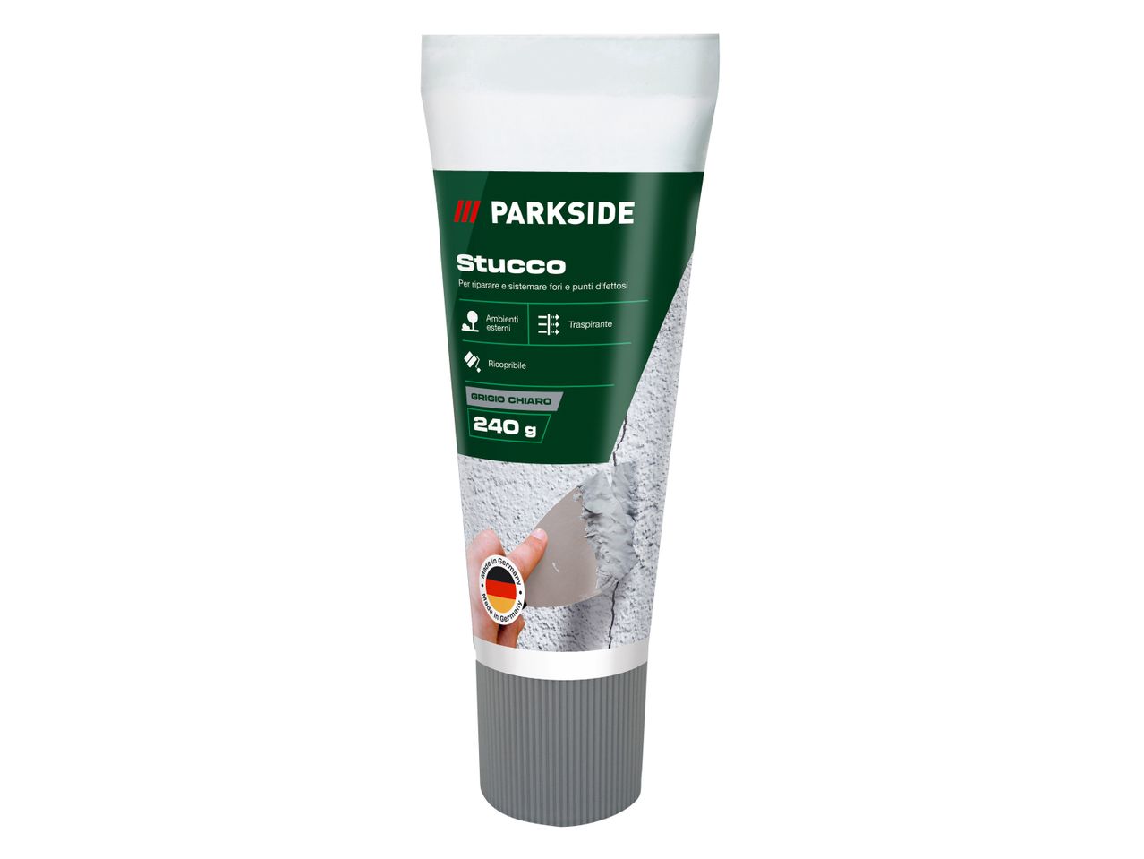 Tubo di stucco Parkside per riparazioni, colore grigio chiaro, 240g