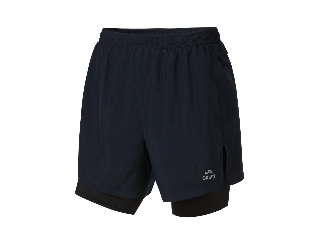Shorts de course Crivit bleu marine avec short intérieur.