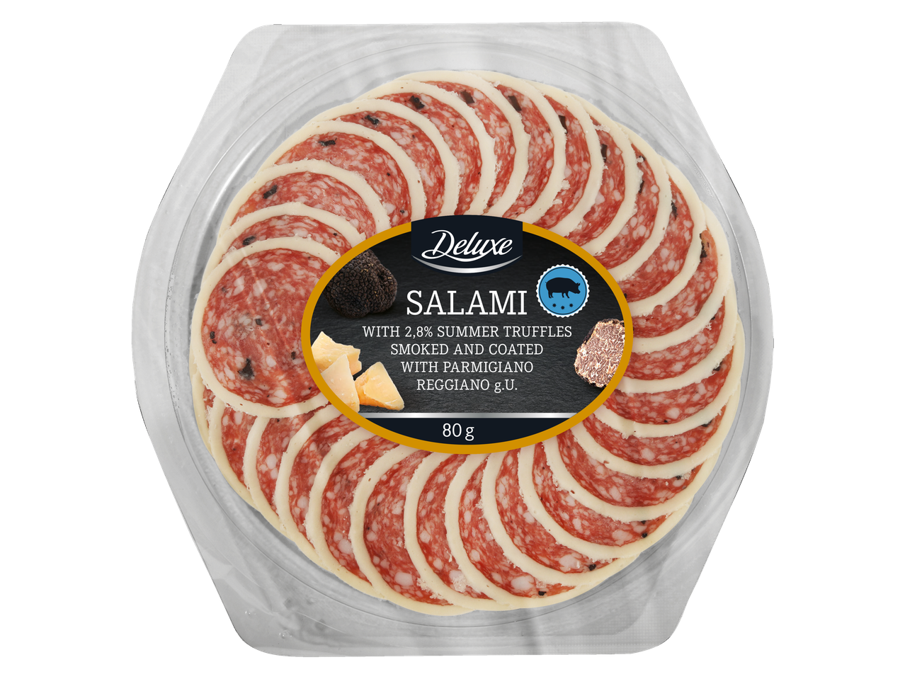 „Deluxe“ salami ar vasaras trifeles un parmesanu.