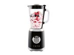 Retro-style black blender filled with berries and yogurt, featuring the year 1973