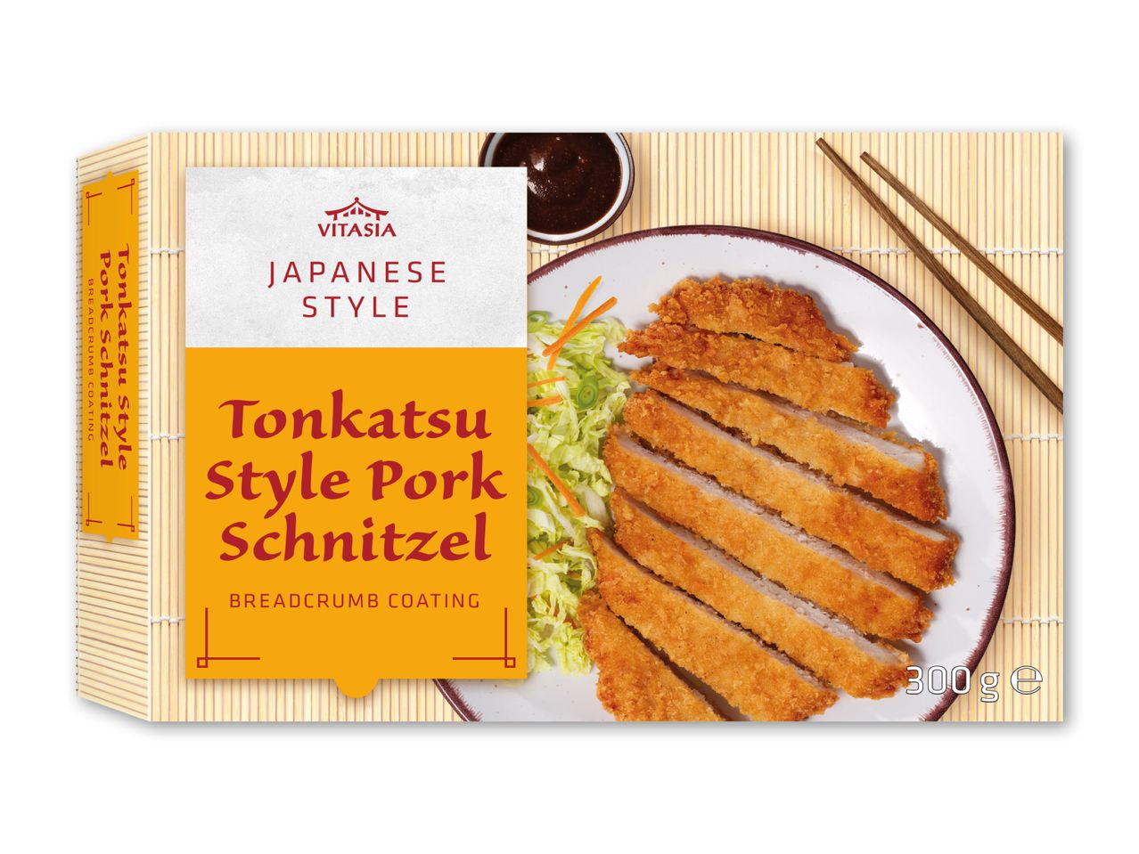 Tonkatsu-stil svineschnitzel med brødkrummebelægning, japansk stil, 300g.