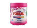 Formil Color Stain Remover in a pink tub, effective in cold water.
