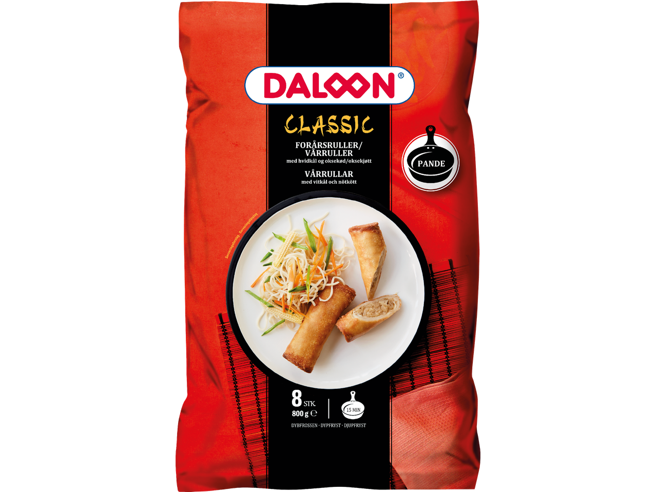 Daloon Classic vårrullar, 8 stycken, 800g, djupfrysta.