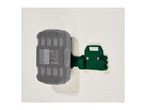 A gray Parkside X20V Team battery mounted on a green wall holder.