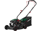 Parkside lawnmower: petrol engine, modern design.
