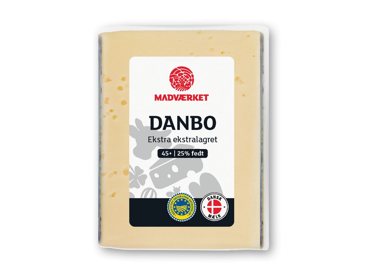 Madværket Danbo ekstra ekstralagret ost med 45+ fedtindhold.