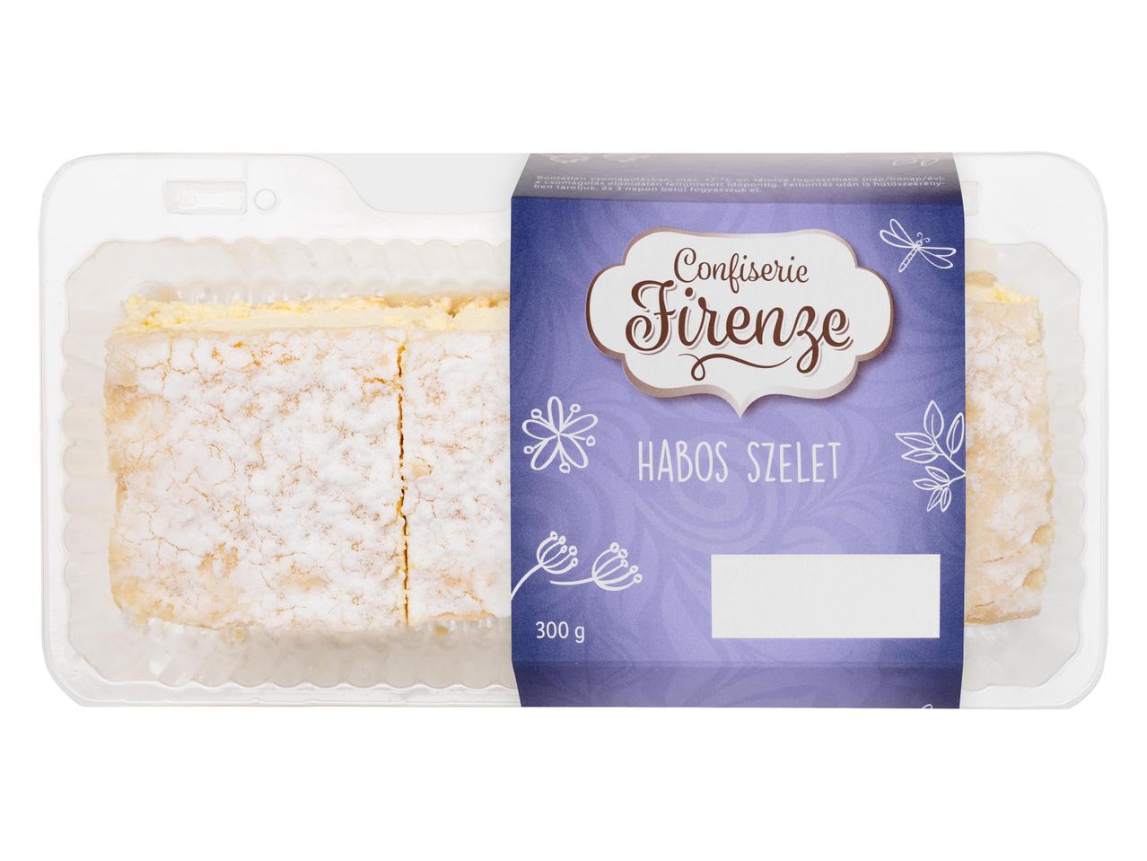 Confiserie Firenze Habos Szelet sütemény átlátszó műanyag csomagolásban.