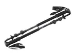 Pair of black trekking poles with adjustable sections and wrist straps.