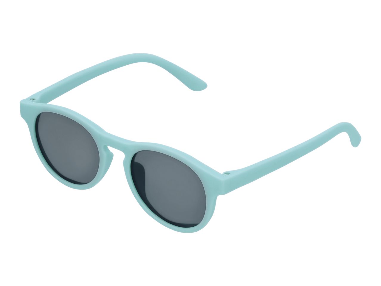 Light blue sunglasses with dark lenses, angled to show the front and side.