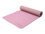 Pink yoga mat, partially rolled up, with a textured surface and product code IAN 493438_2504.