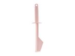 Pink plastic spatula with a hanging hole on the handle.