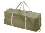 Khaki green rectangular storage bag with beige straps and zipper