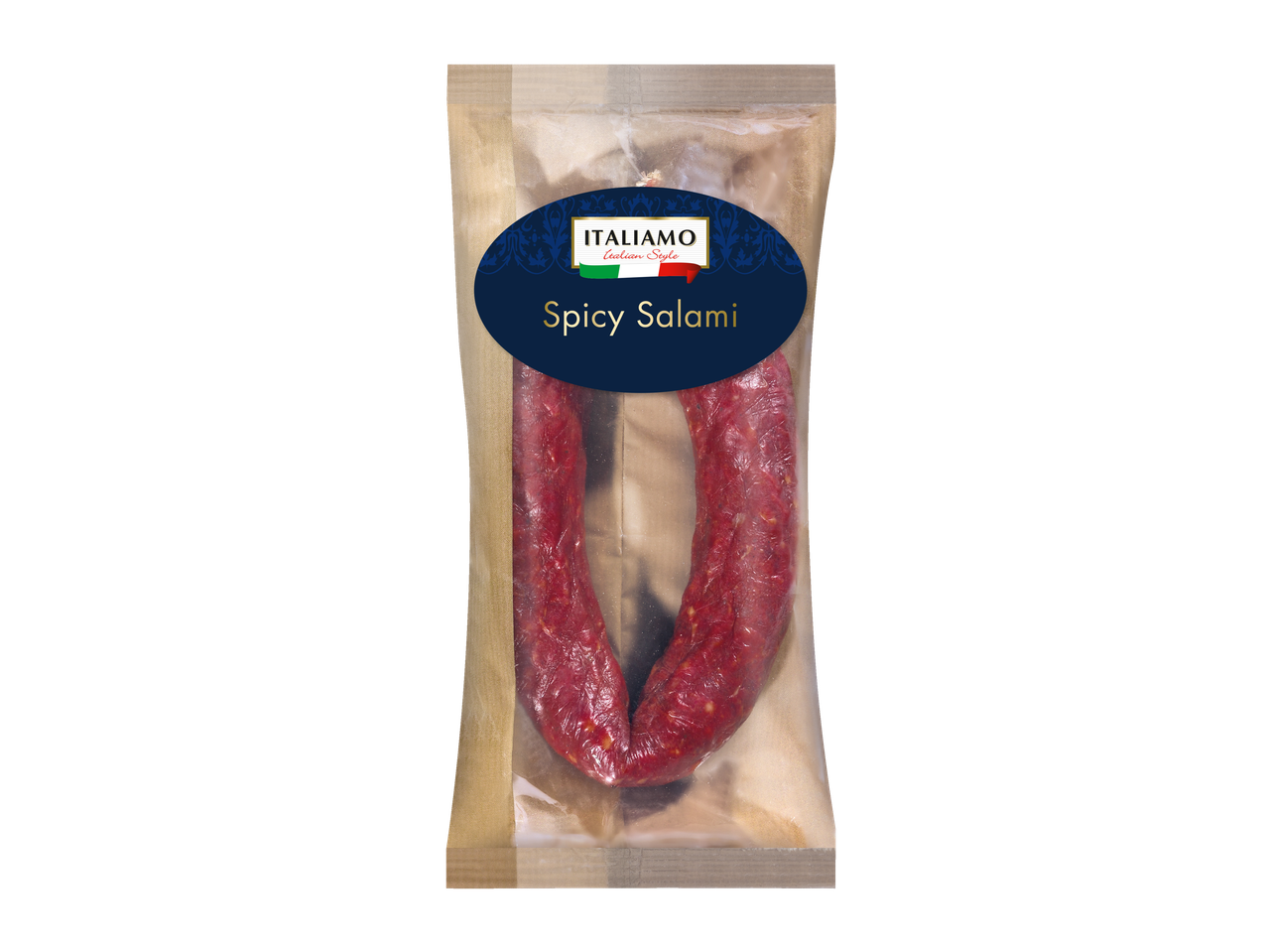 A package of Italiamo Spicy Salami.