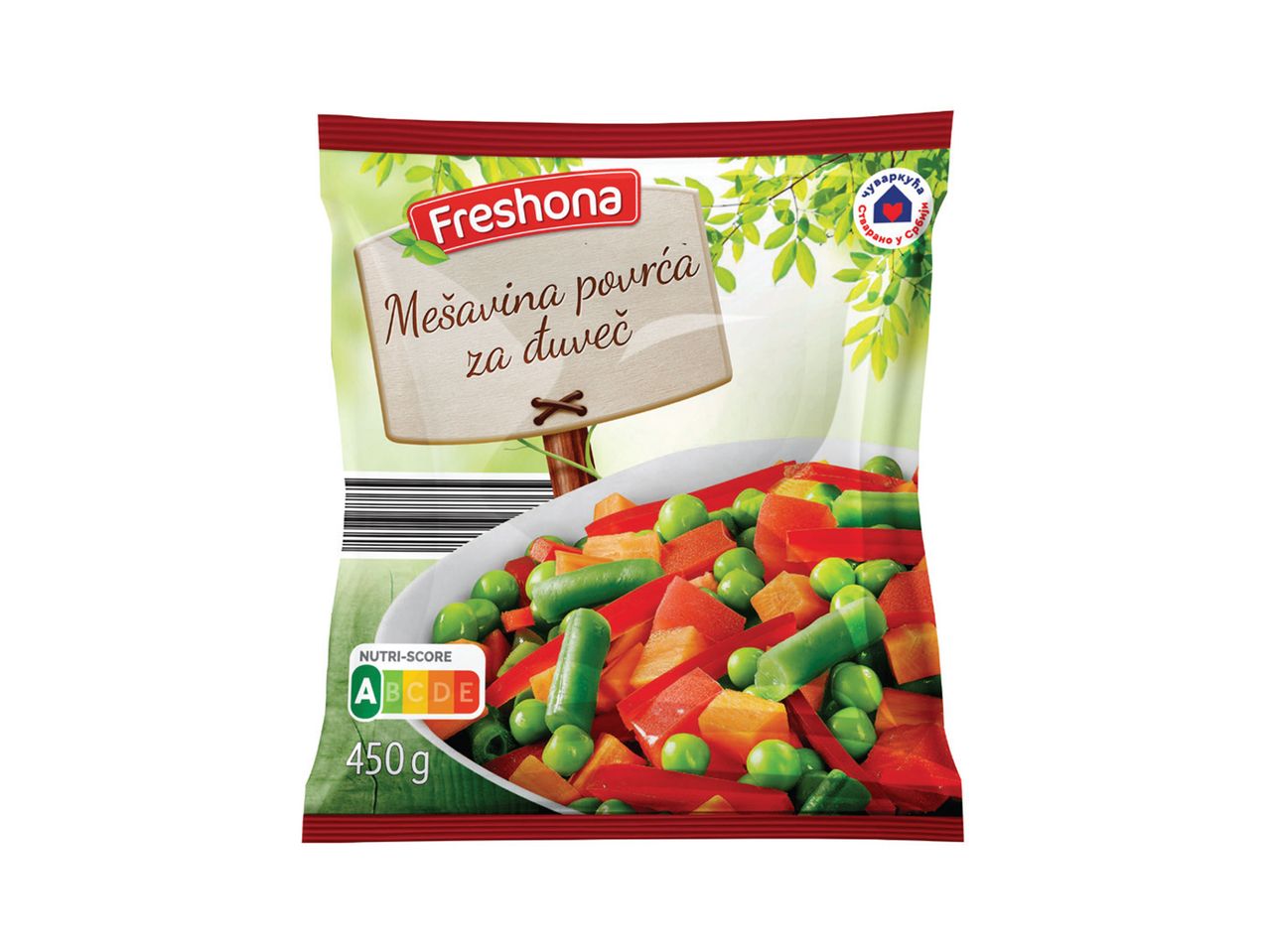 Pakovanje smrznute mešavine povrća Freshona za dinstanje (450g).