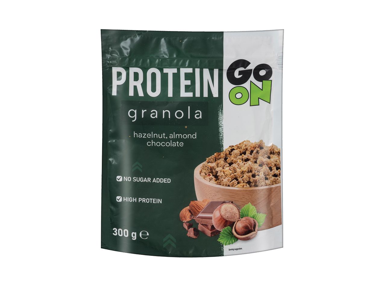 Granola Protein Go On με φουντούκια, αμύγδαλα και σοκολάτα.