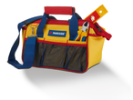 Bolsa de ferramentas Parkside com nível e alicate.