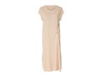 Light beige maxi dress with short sleeves and a knotted detail on the side