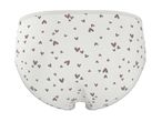 White children's briefs with a heart pattern, back view.
