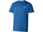 A blue Fila men's t-shirt with a small Fila logo on the chest.