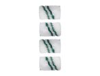 Four white paint roller covers with green stripes