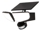 Proiector LED solar negru cu senzor de mișcare.