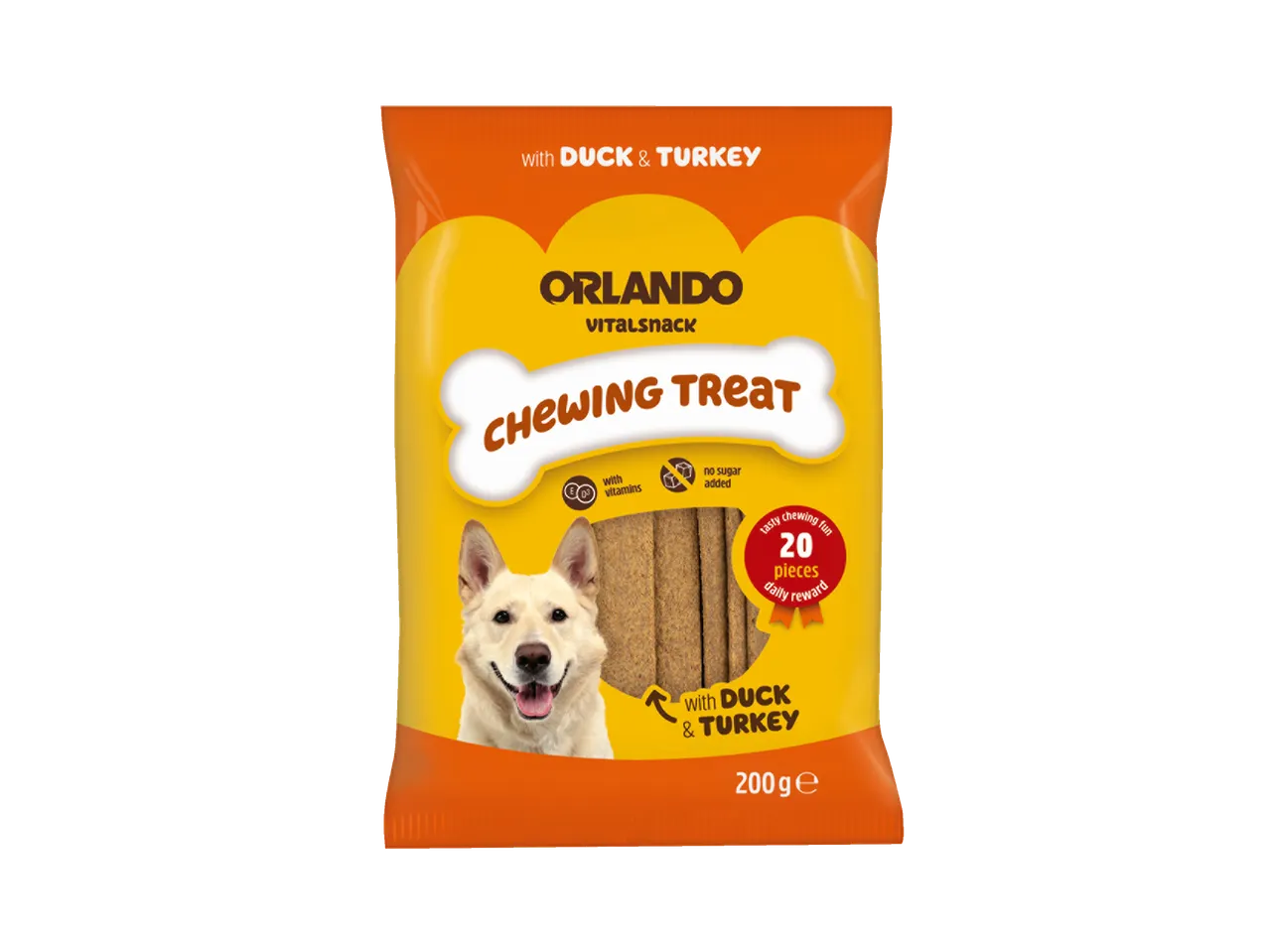 Orlando Vitalsnack: recompense mestecabila pentru câini cu rață și curcan.