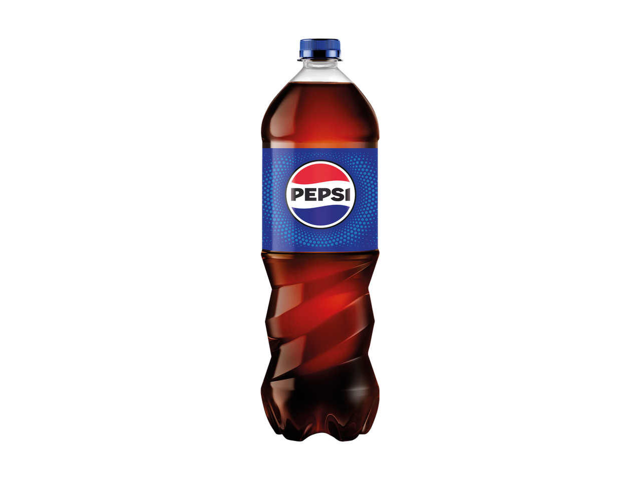 Garrafa de Refrigerante com Gás Regular Pepsi em fundo preto.
