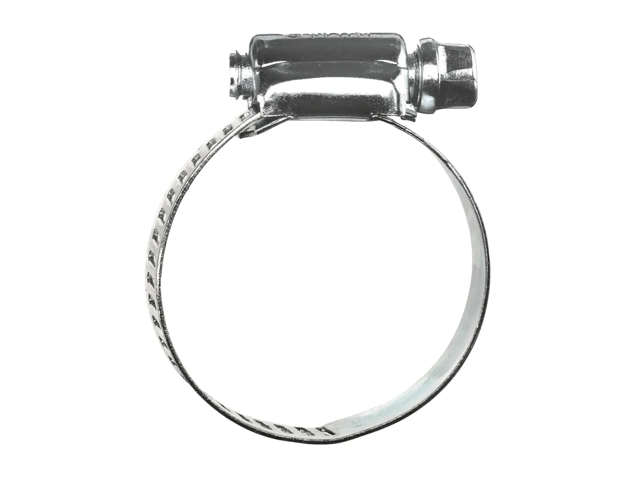 A stainless steel hose clamp.