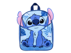 Mini mochila azul Stitch com orelhas grandes cor-de-rosa e padrão de folhas tropicais.