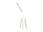 Five sharpened pencils and two unsharpened pencils are arranged on a white background.