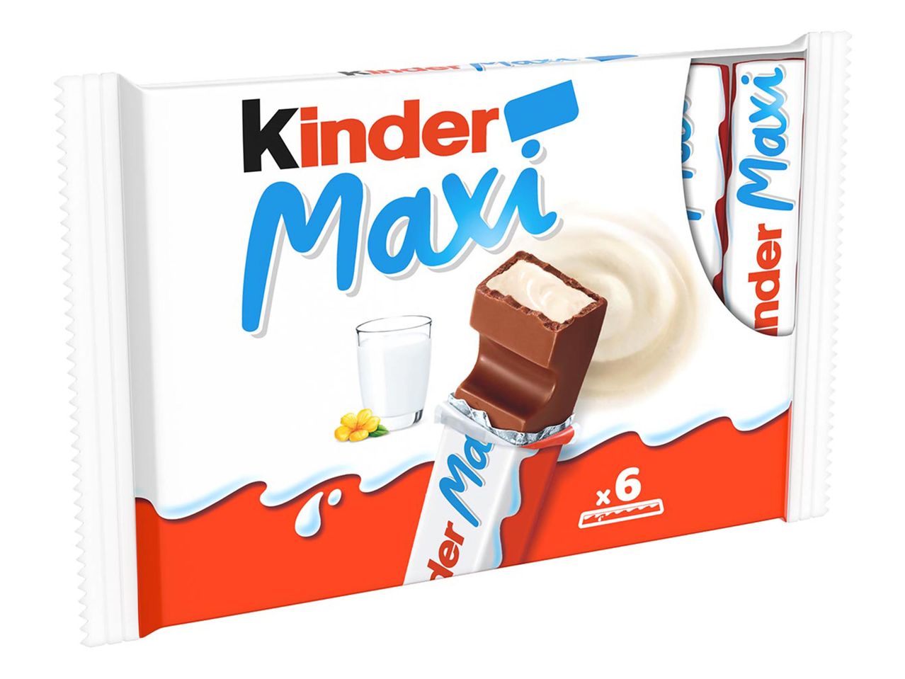 Kinder Maxi csokoládé szeletek doboza.