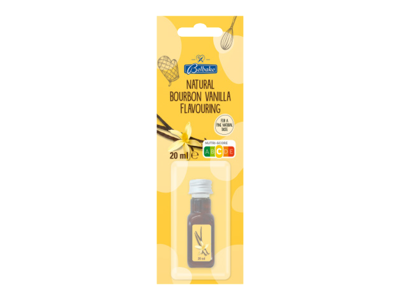 Belbake dabīgs burbona vaniļas aromatizētājs, 20 ml, ar Nutri-Score A.