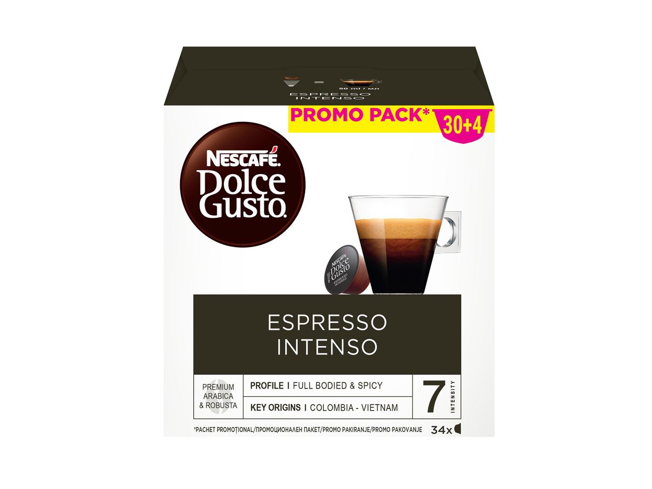 Nescafé Dolce Gusto Espresso Intenso kávékapszula 30+4-es promóciós csomag.