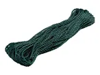 A coil of dark green polypropylene rope.