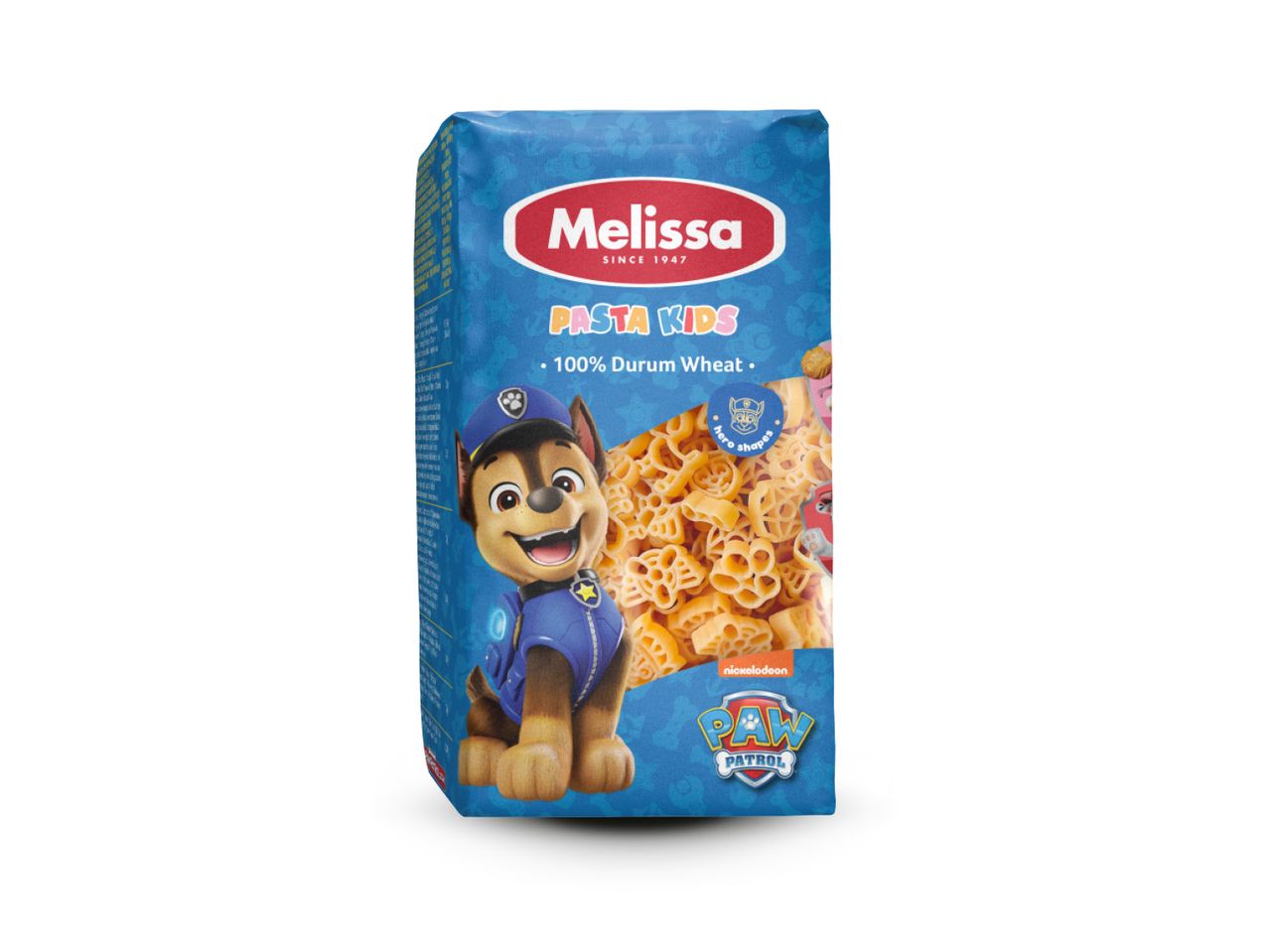 Pakiranje Melissa PASTA KIDS s likom Chasea iz Paw Patrola i tjesteninom u obliku heroja.