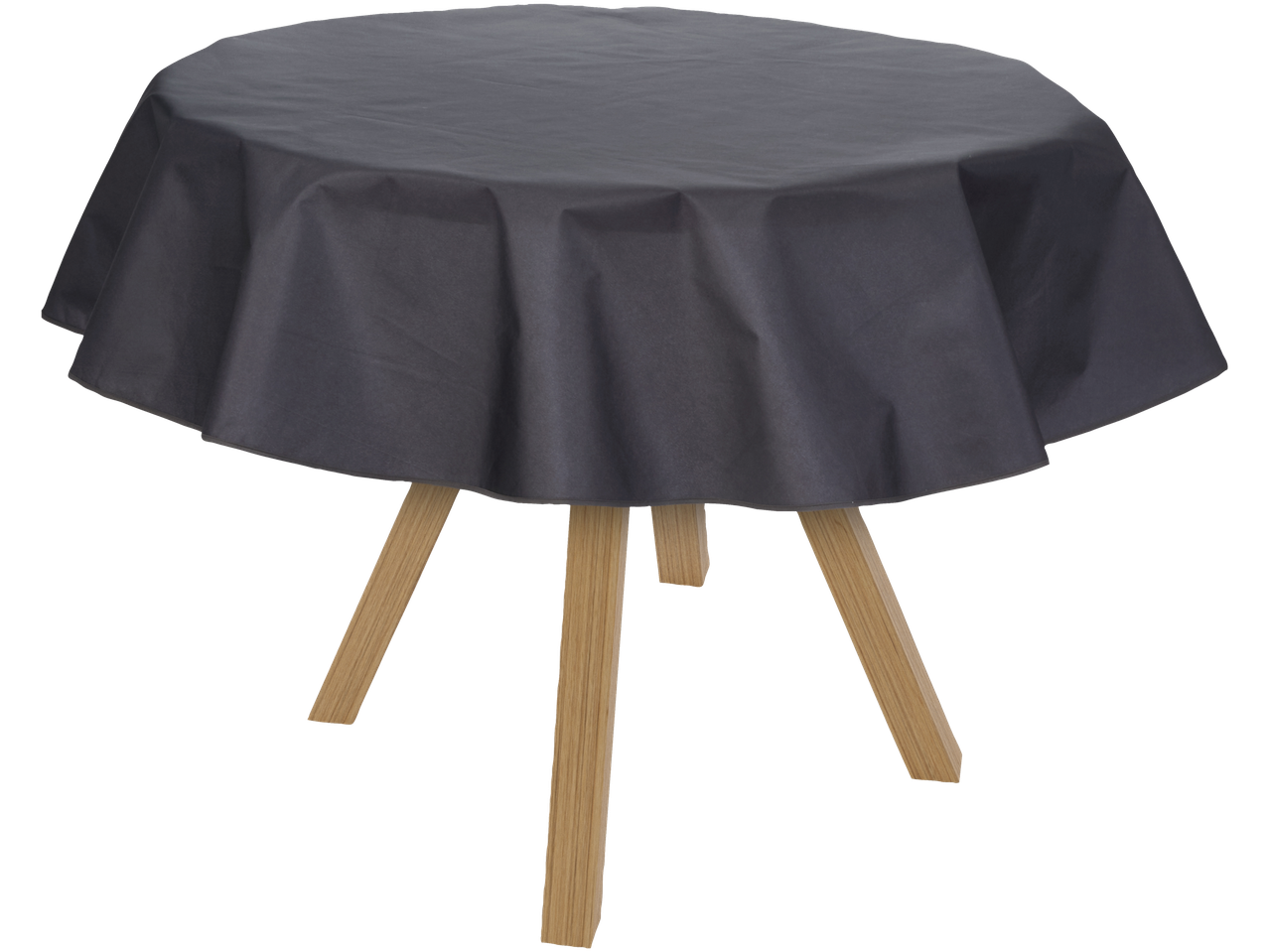 Tumehall ümmargune laudlina puidust laual.