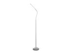 A modern, slender floor lamp with a flexible neck and an illuminated LED strip light.