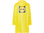 Yellow Lidl raincoat with hood.