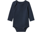 lupilu® Baby Long-Sleeve Bodysuit in dark blue, front view.