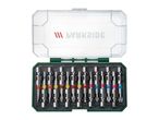 Parkside bit set with various screwdriver bits in a green and clear plastic case.