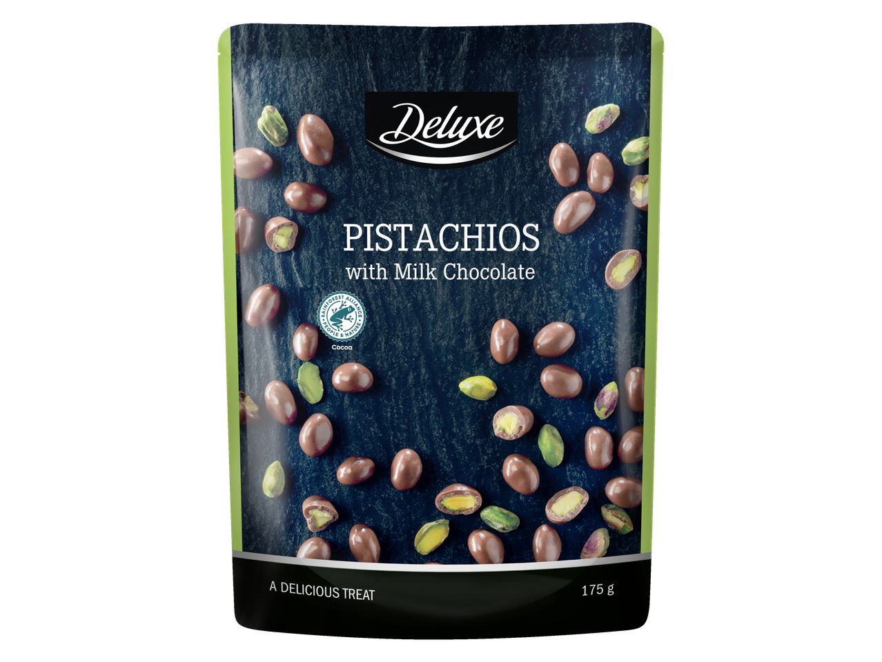 Deluxe pistaatsiad piimašokolaadis.