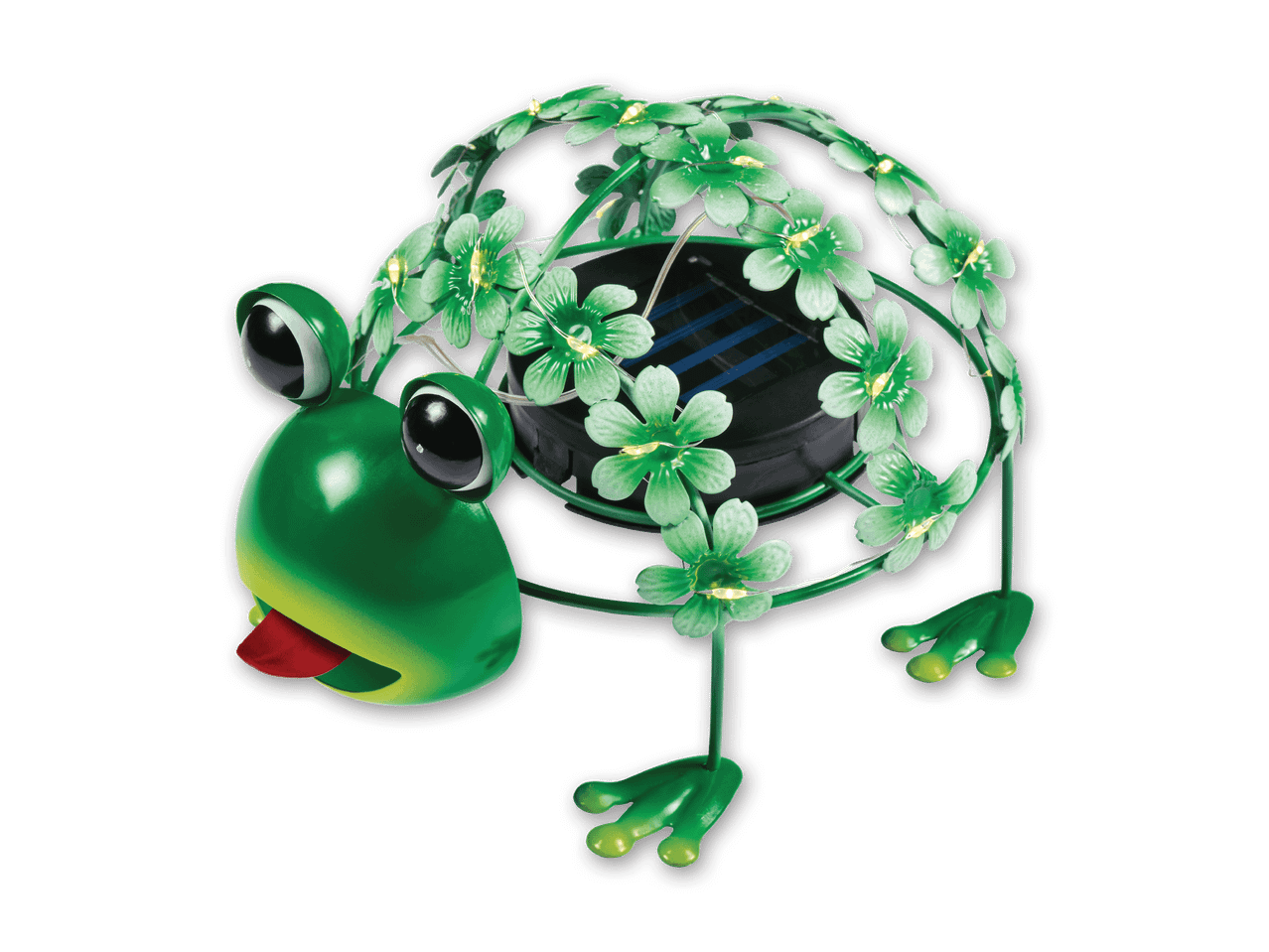 Solar-Gartenleuchte in Form eines Frosches mit Blumen und Lichtern