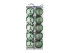 Livarno Home 20 zaļu Ziemassvētku bumbu komplekts, matētas un spīdīgas, caurspīdīgā iepakojumā.